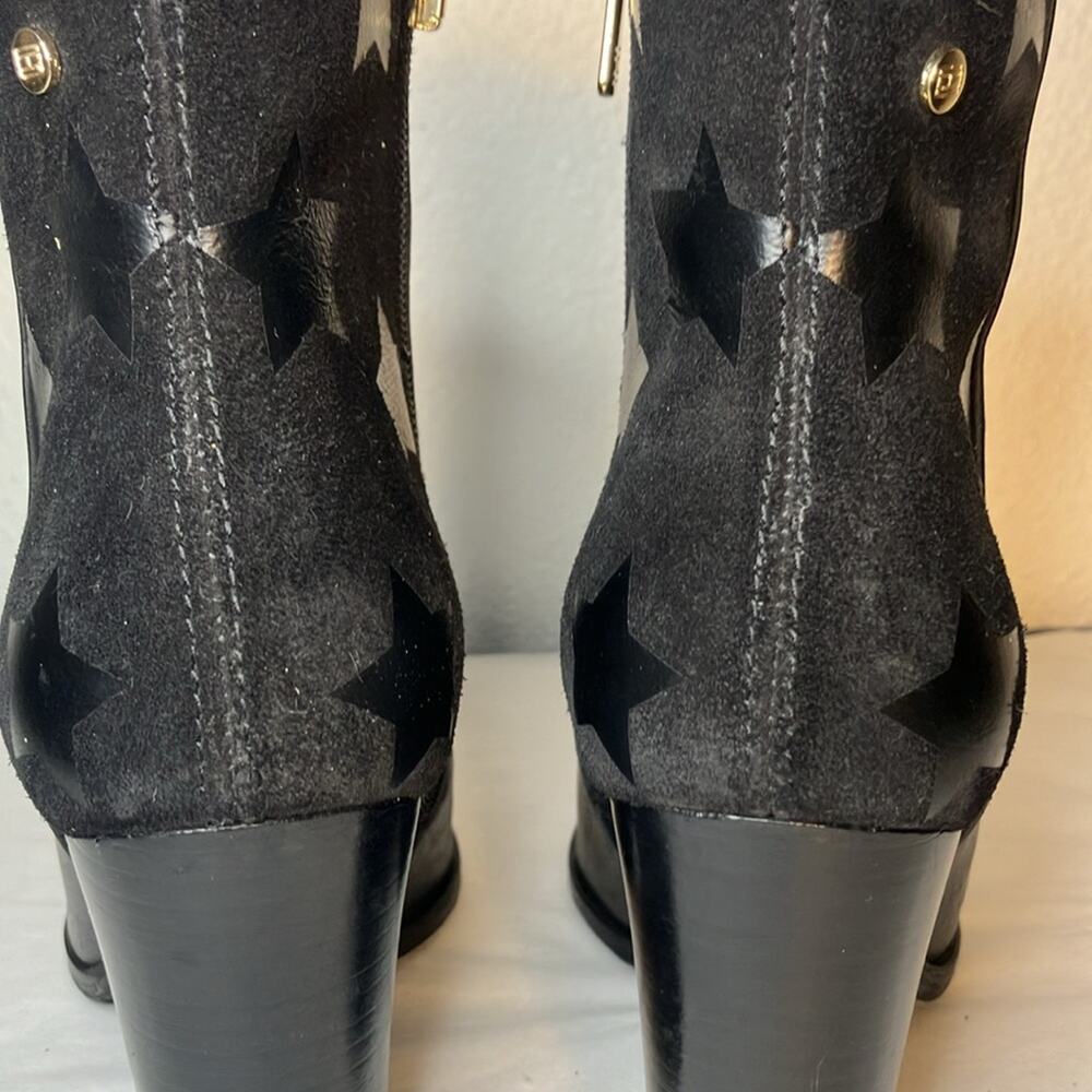 Black Tommy Hilfiger Lopez Stacked Heel Ankle Boots women's shoe star leather - Picture 3 of 5